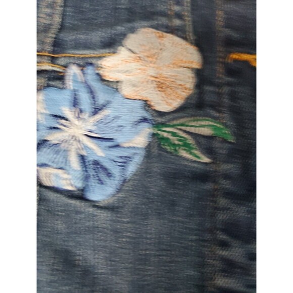 Hidden Jeans Jacket Embroidered Hummingbird Cropped Denim Large Boho - Anthro ✅ - Picture 7 of 9